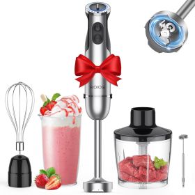 KOIOS Immersion Hand Blender, 5-in-1 Hand Blender with Entire Stainless Steel Blender Shaft, Full Copper Motor, Built in 12 Speed Turbo Stick Ble