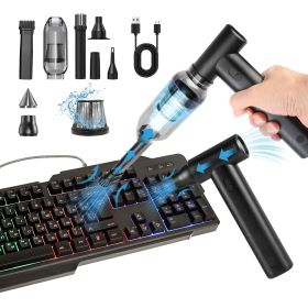 1Set Compressed Air Duster Brushless Motor 250000RPM Stepless Variable Speed 1WmAh Battery Cordless Dust Blower Vacuum Cleaner Portable Jet Dry B (Color: Black)